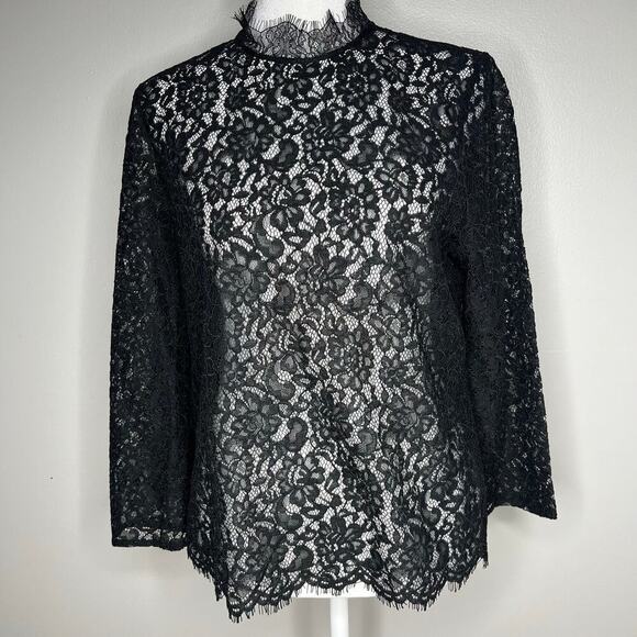 Express Tops - NWT Express Women's Medium Black Lace Long Sleeve Top Blouse Whimsygoth Witchy
